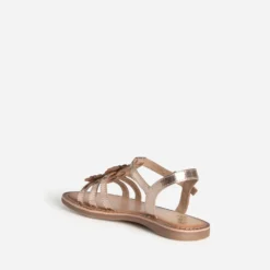Sandale BUGGY dorée cuir détails fleurs