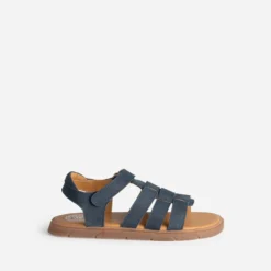 Sandale BUGGY marine cuir à scratch