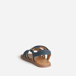 Sandale BUGGY marine cuir à scratch