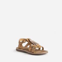 Sandale BUGGY marron cuir pampilles amovibles