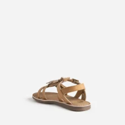 Sandale BUGGY marron cuir pampilles amovibles
