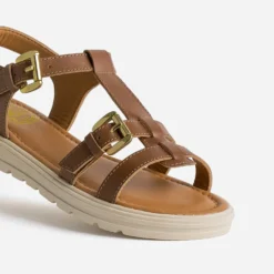 Sandale BUGGY marron cuir semelle épaisse