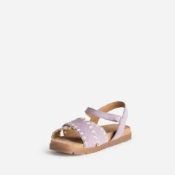 Sandale BUGGY parme cuir velours brodé