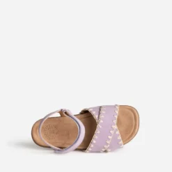 Sandale BUGGY parme cuir velours brodé