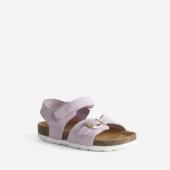 Sandale BUGGY parme cuir velours