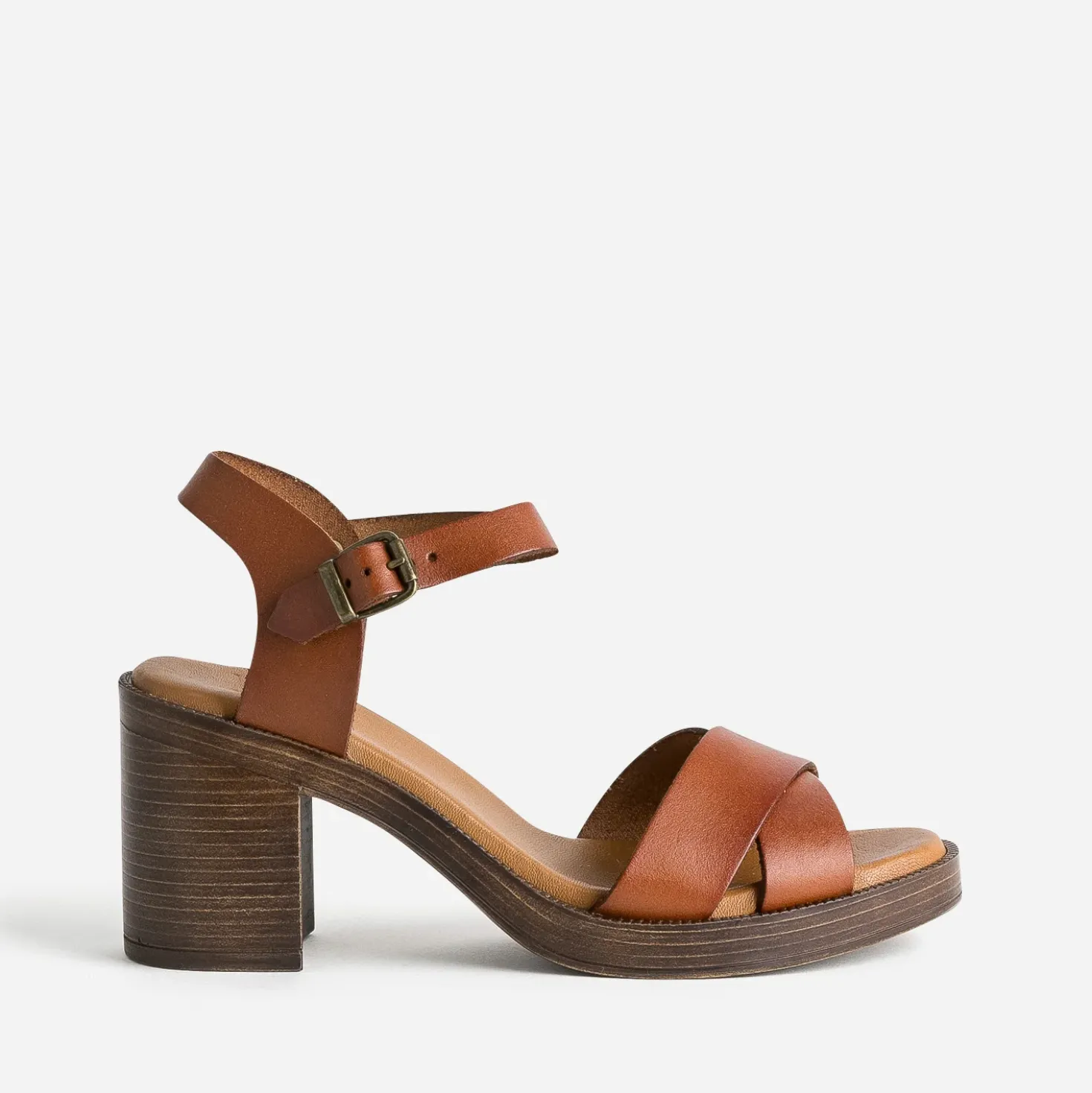 Sandale camel en cuir éco-conçu