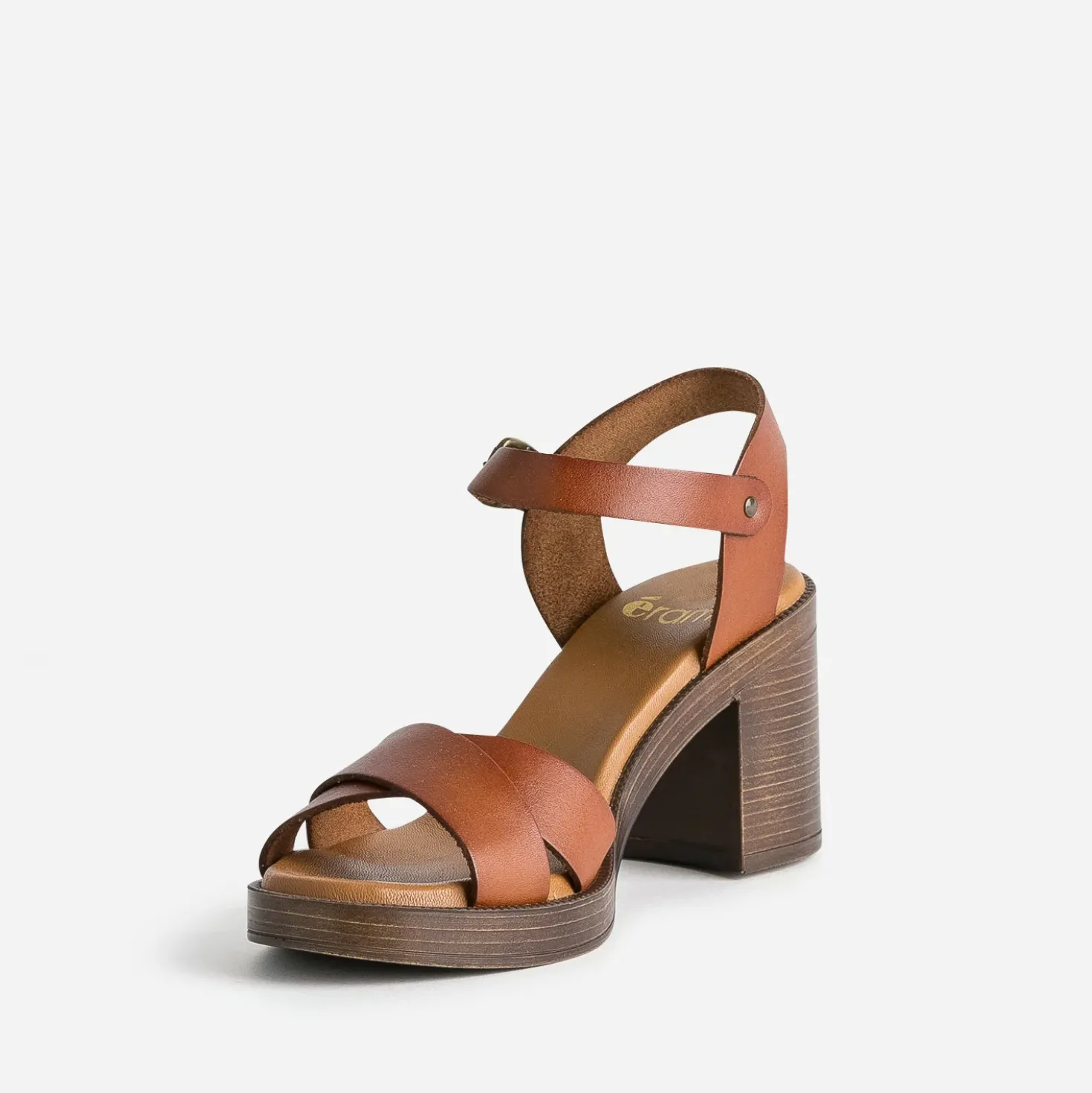 Sandale camel en cuir éco-conçu