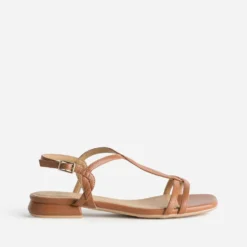 Sandale cognac brides entrelacées