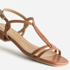 Sandale cognac brides entrelacées