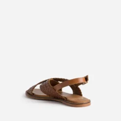 Sandale cognac cuir tressé