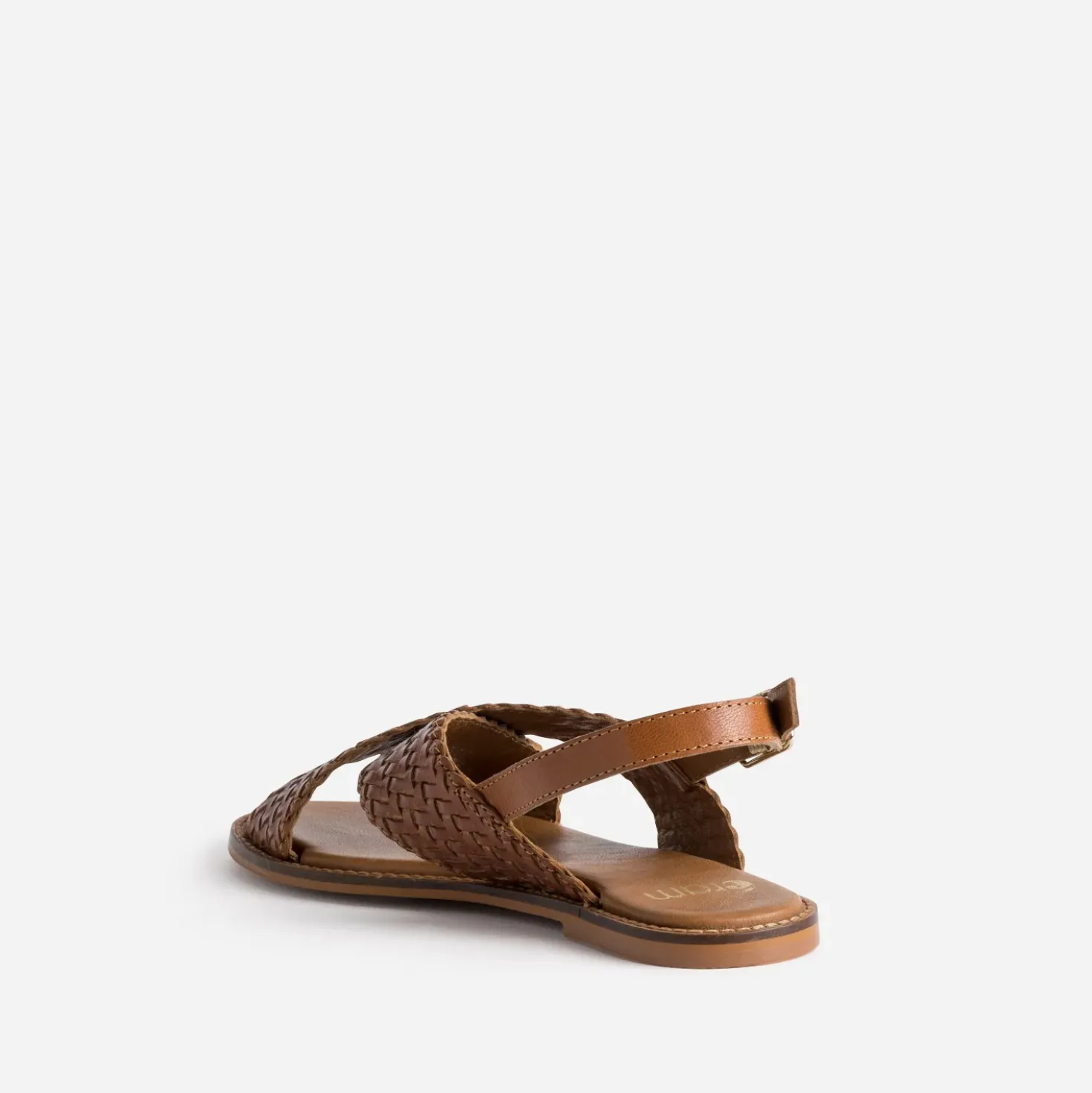 Sandale cognac cuir tressé