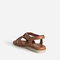 Sandale cognac en cuir souple éco-conçu