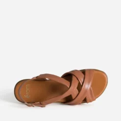 Sandale cognac en cuir souple éco-conçu