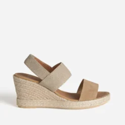 Sandale compensée beige bi matière