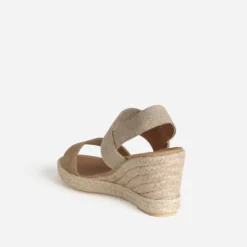 Sandale compensée beige bi matière
