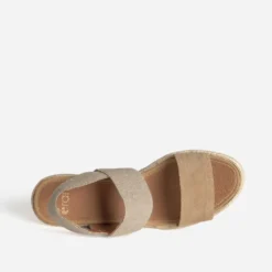 Sandale compensée beige bi matière