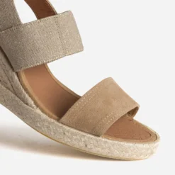 Sandale compensée beige bi matière