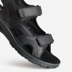 Sandale confort noire cuir à scratchs