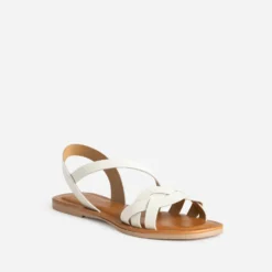 Sandale écrue cuir