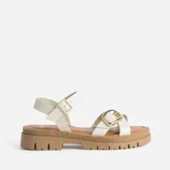 Sandale écrue cuir semelle crantée
