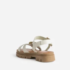Sandale écrue cuir semelle crantée