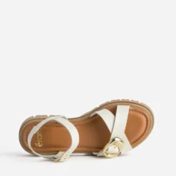 Sandale écrue cuir semelle crantée