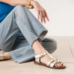 Sandale dorée cuir