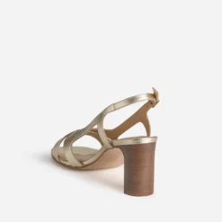 Sandale dorée cuir à talon