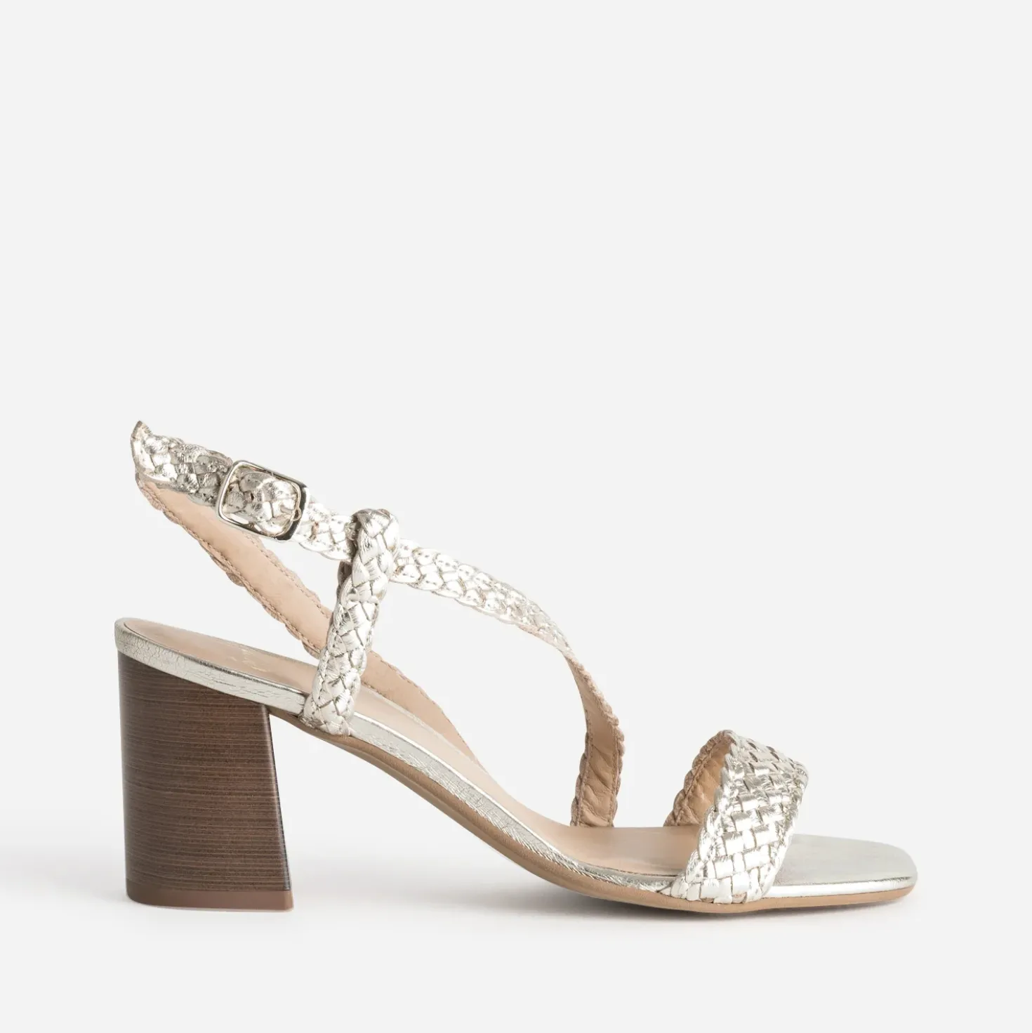 Sandale dorée cuir tressé