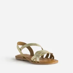 Sandale dorée en cuir