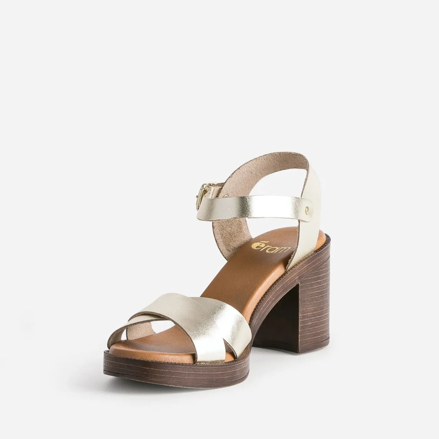 Sandale dorée en cuir éco-conçu