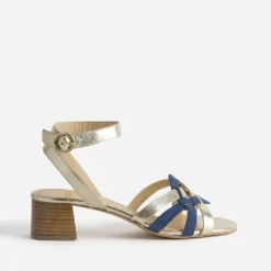 Sandale dorée et bleu roi bi-matière
