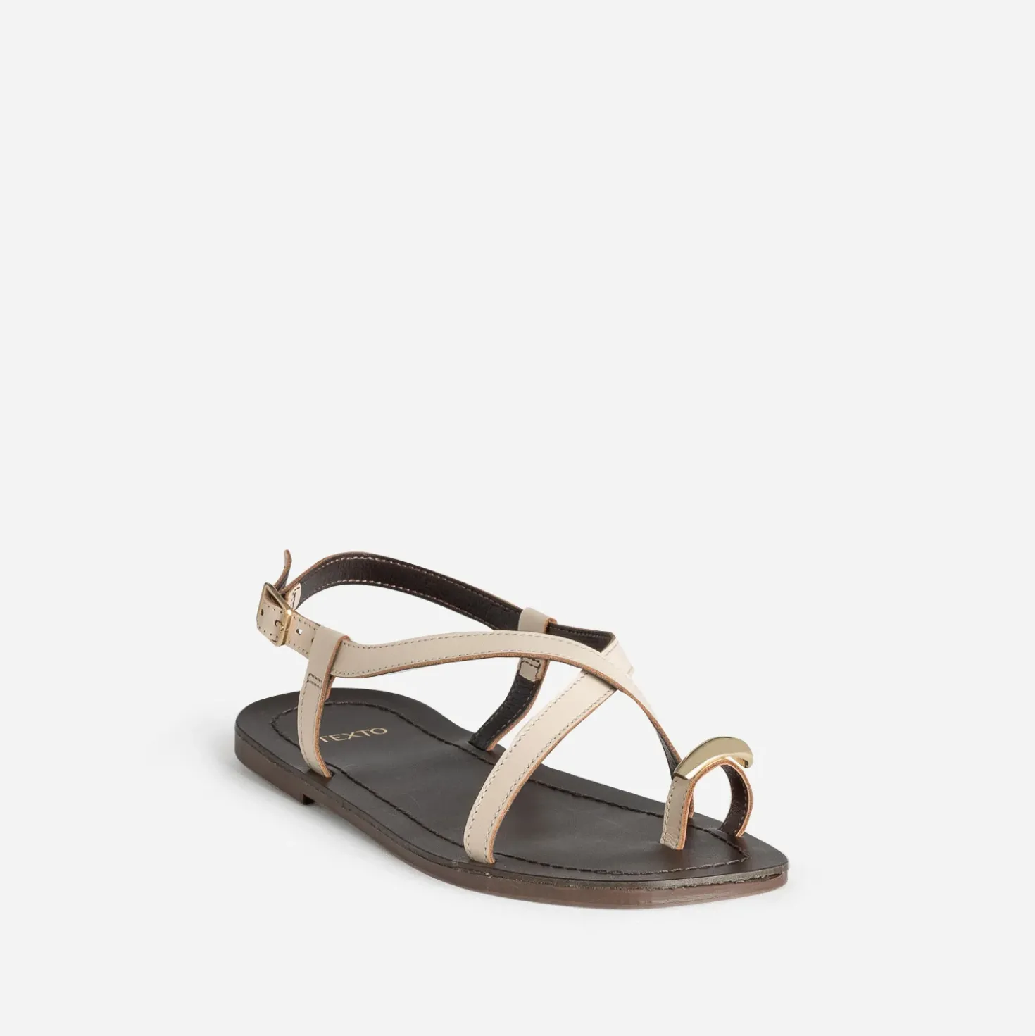 Sandale en cuir écru