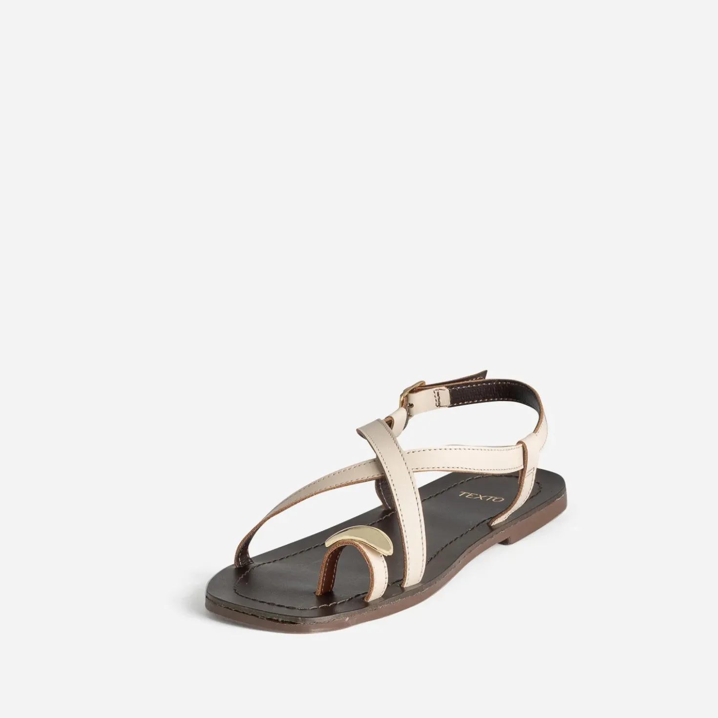 Sandale en cuir écru