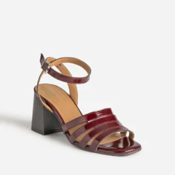 Sandale ERAM FLEX bordeaux cuir verni à talon