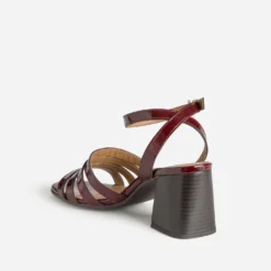 Sandale ERAM FLEX bordeaux cuir verni à talon