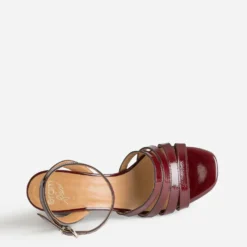 Sandale ERAM FLEX bordeaux cuir verni à talon