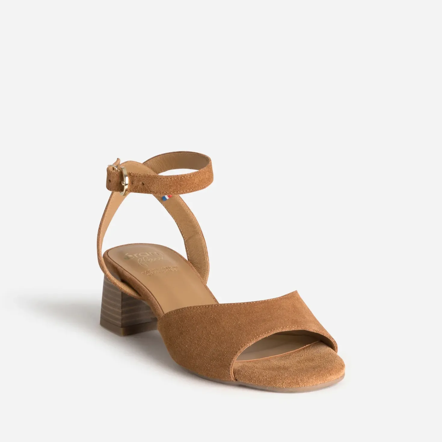 Sandale ERAM FLEX cognac cuir velours