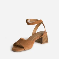 Sandale ERAM FLEX cognac cuir velours