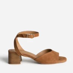 Sandale ERAM FLEX cognac cuir velours