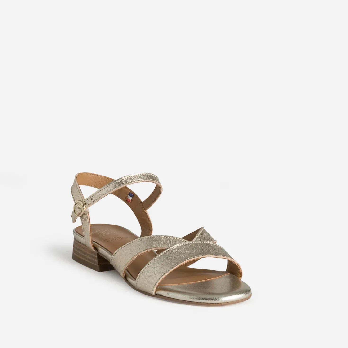 Sandale ERAM FLEX dorée cuir petit talon