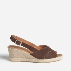 Sandale espadrille marron cuir velours