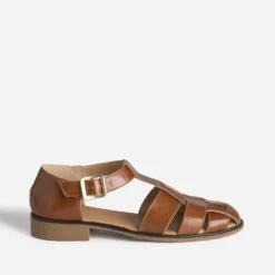Sandale fisherman cognac cuir