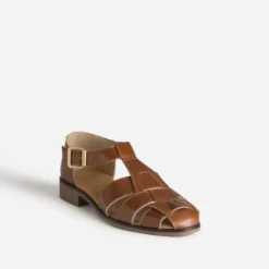Sandale fisherman cognac cuir