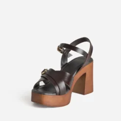 Sandale marron cuir à talon