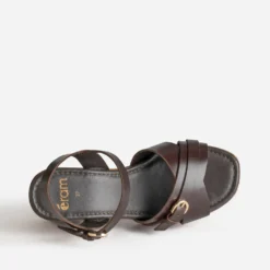 Sandale marron cuir à talon