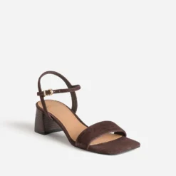Sandale marron cuir velours