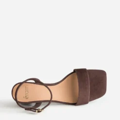 Sandale marron cuir velours