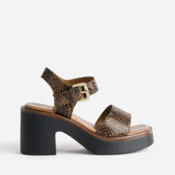 Sandale marron effet python