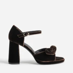 Sandale marron panne de velours